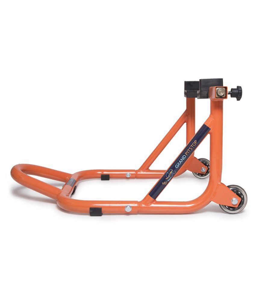 GrandPitstop Orange Rear Paddock Stand with Swing Arm Sliders Spools