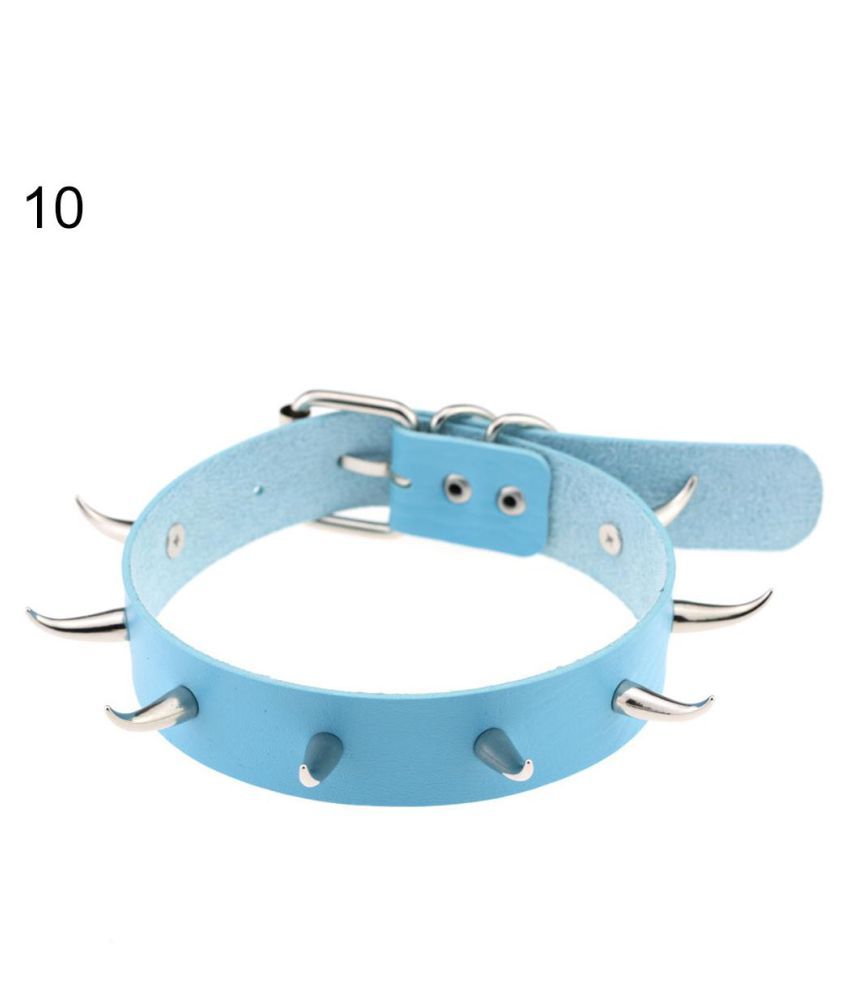 Women Punk Rivet Faux Leather Collar Choker Necklace Statement Jewelry
