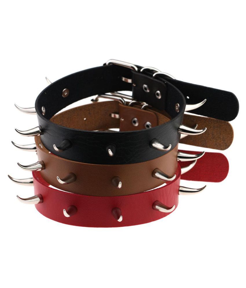 Women Punk Rivet Faux Leather Collar Choker Necklace Statement Jewelry