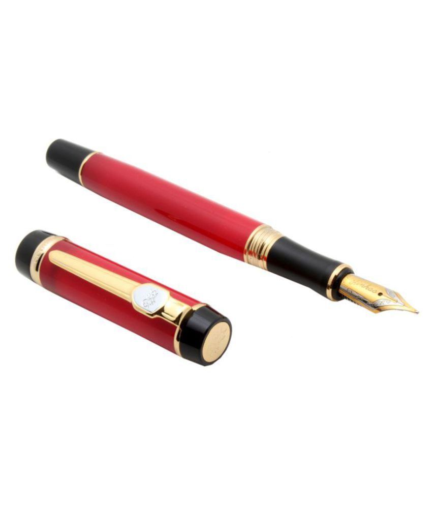 New Jinhao Acrylic Fountain Pen Red Marble Body Chrome Trims Designer