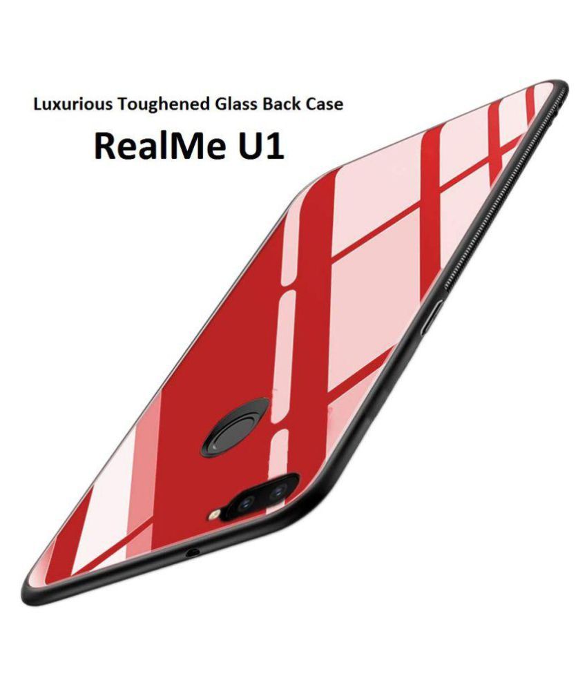     			Realme U1 Mirror Back Covers JMA - Red Luxurious Toughened Glass Back Case