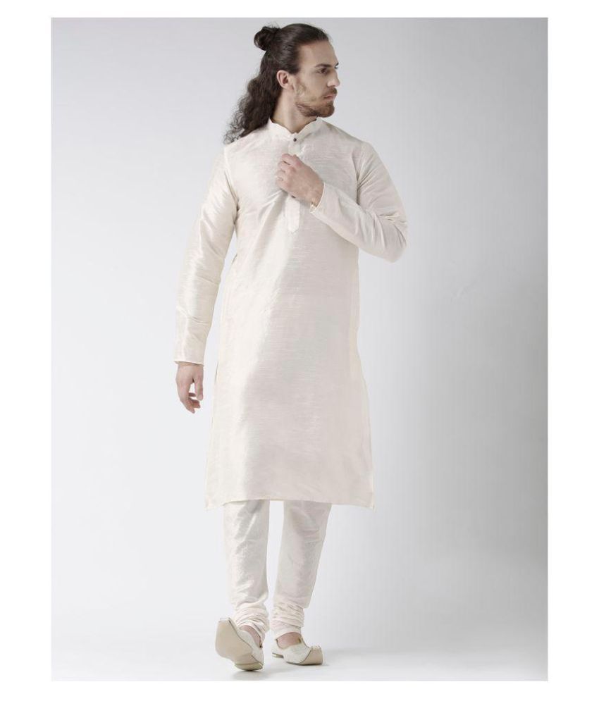     			Deyann Beige Silk Kurta Pyjama Set