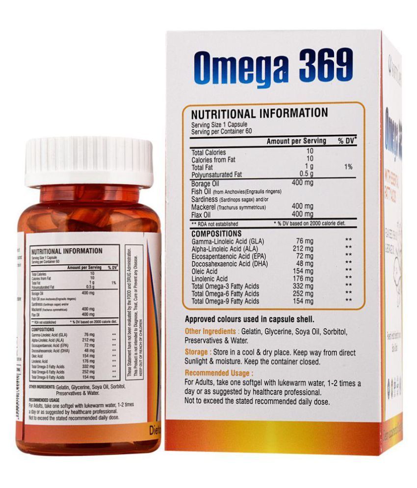 Softcaps Omega 369 (with Flax Seed, Fish Oil & Borage Oil)For Heart
