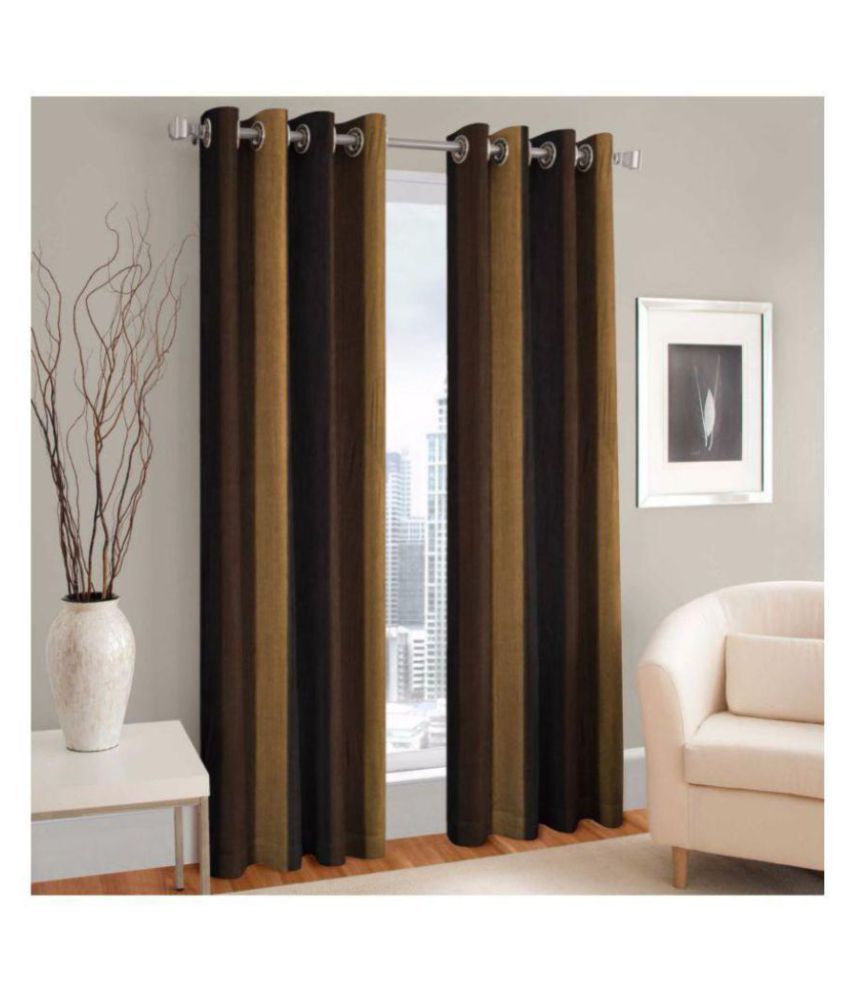     			Tanishka Fabs Solid Room Darkening Eyelet Curtain 5 ft ( Pack of 2 ) - Brown