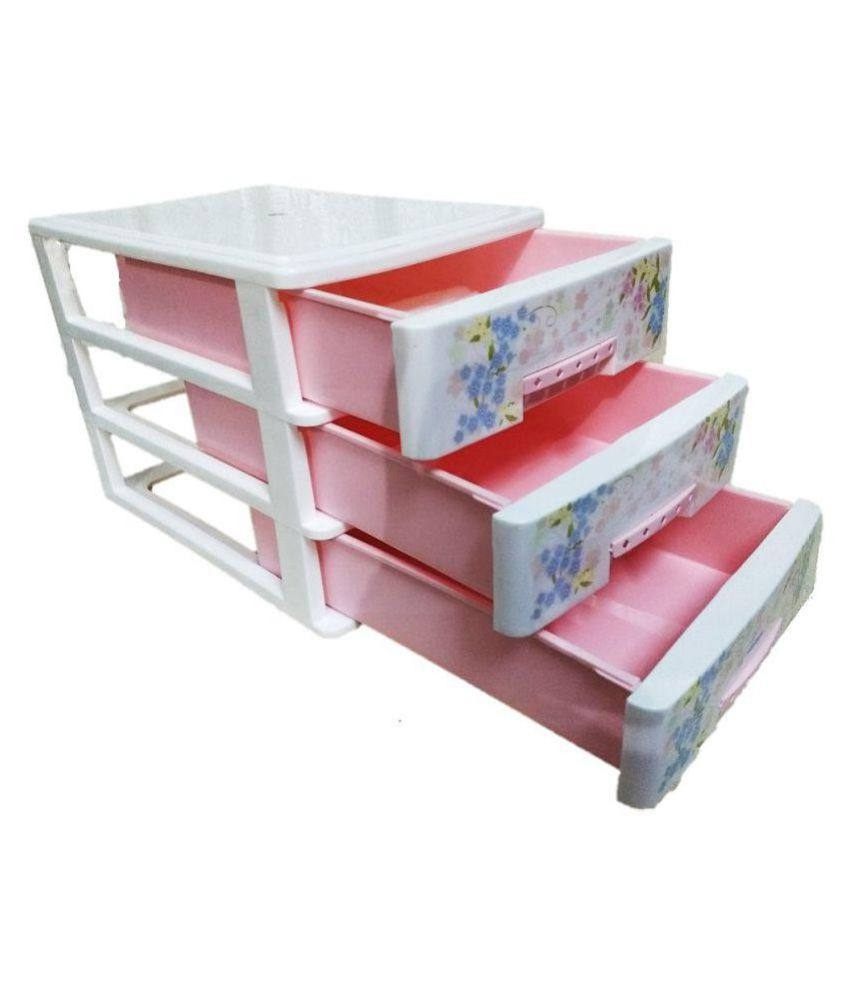Vihaa Drawer Small Table Top Drawer 3 Compartments Plastic