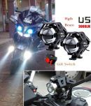 U5 Bike LED Fog Light For Two Wheelers / Bike's Accessories / For Royal Enfield Bullet 350 500x - Bright White (Set of 2) - With Switch