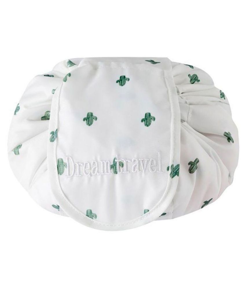     			House Of Quirk White Lazy Cosmetic Bag Drawstring Travel Makeup Bag