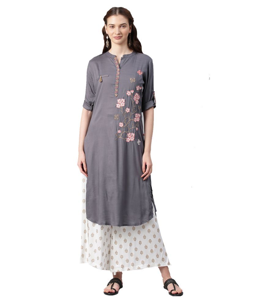     			Alena - Grey Rayon Women's Straight Kurti