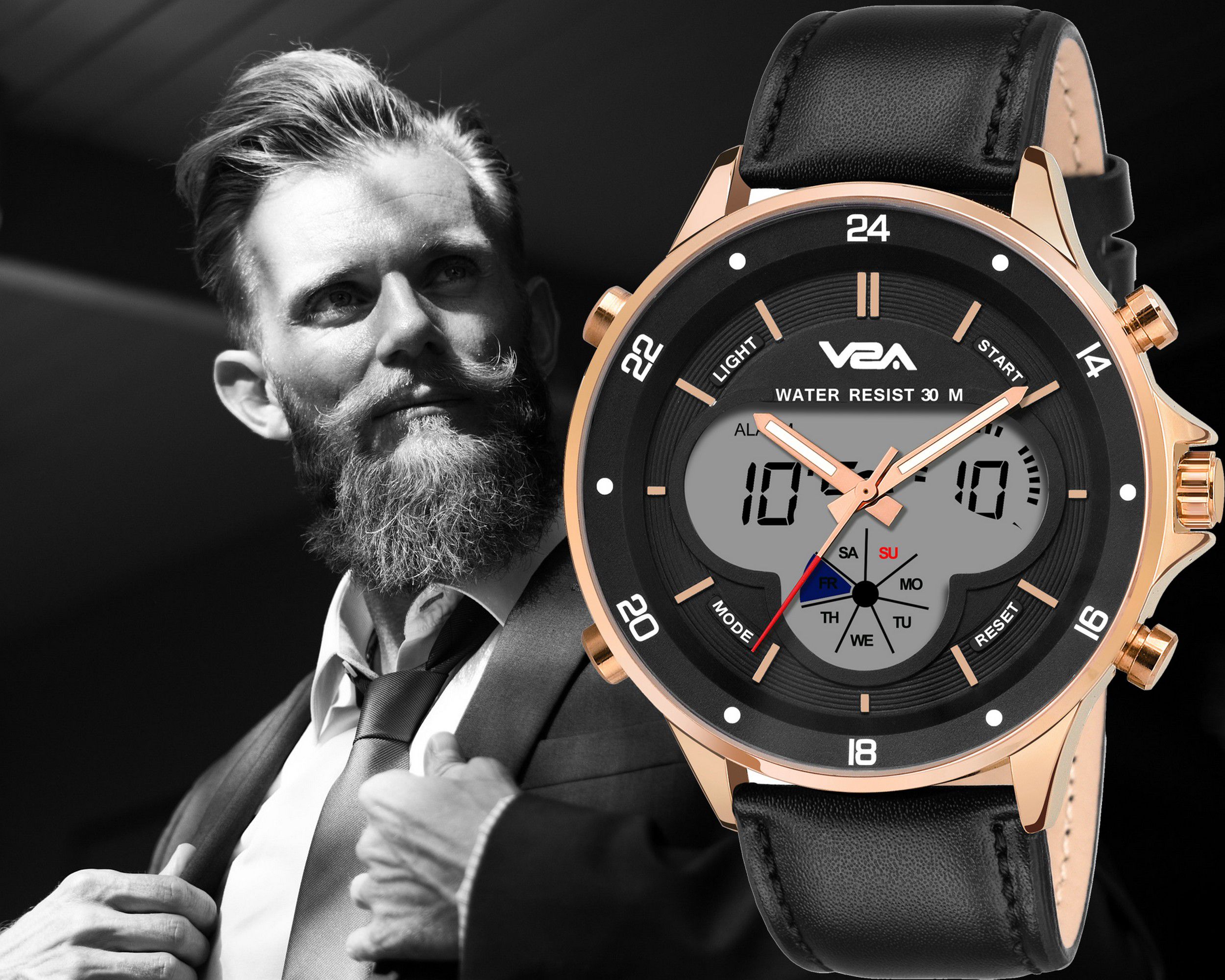 V2A Trendy Stylish Leather Chronograph Men's Watch