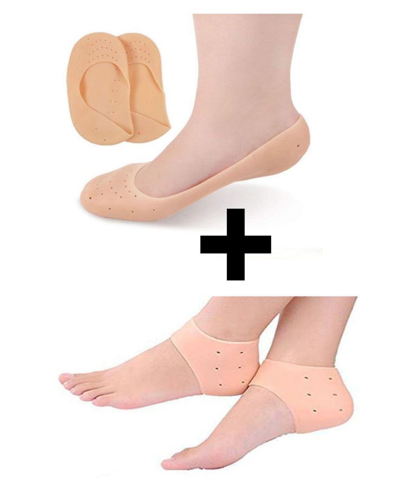     			Bentag Combo of Silicone Heel Protector Anti-crack Sleeve Moisturizing Silicone Socks for Cracked Heel Free Size