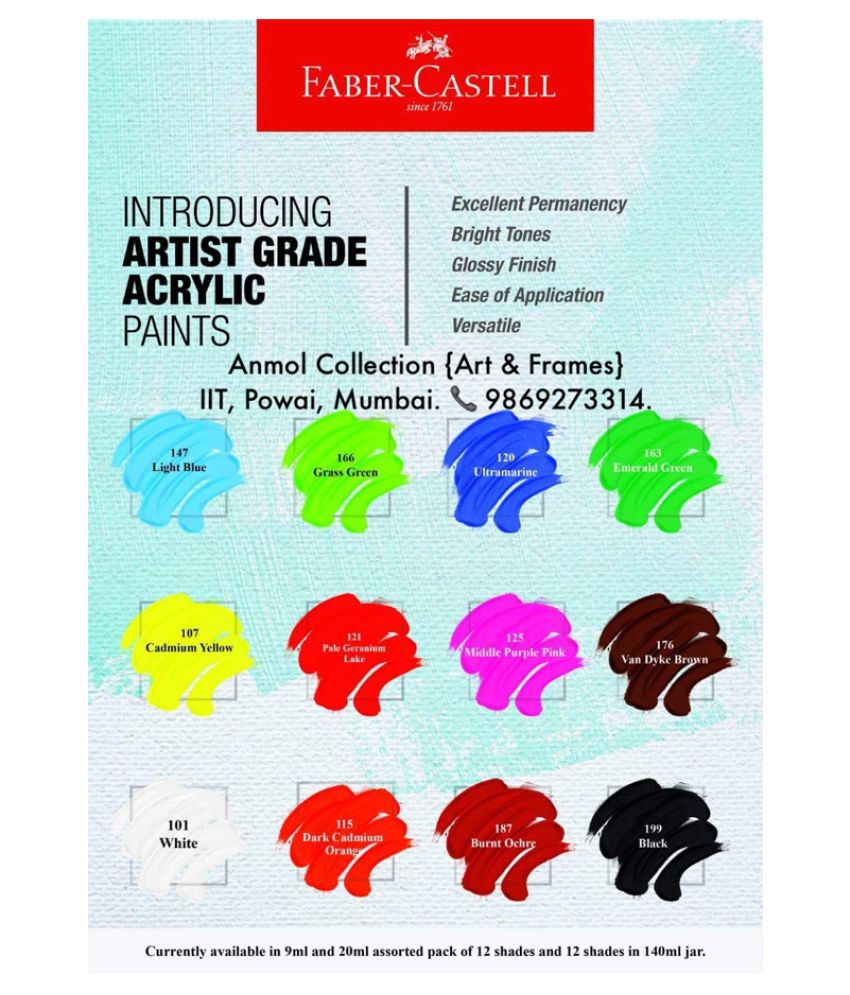 Creative Jack Faber  Castell  Acrylic  Colours 12  shades  