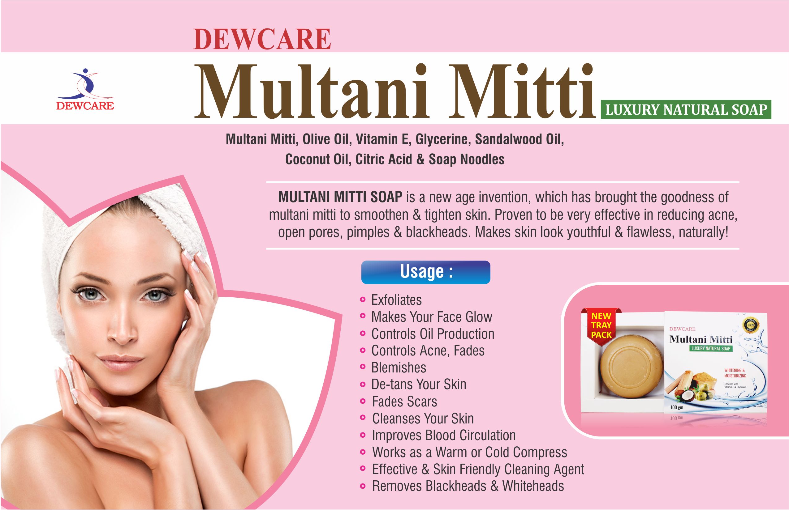 DEWCARE CONCEPT Multani Mitti Natural 3 X 100 Gm Soap 300 Gm Pack Of 3 Buy DEWCARE CONCEPT 