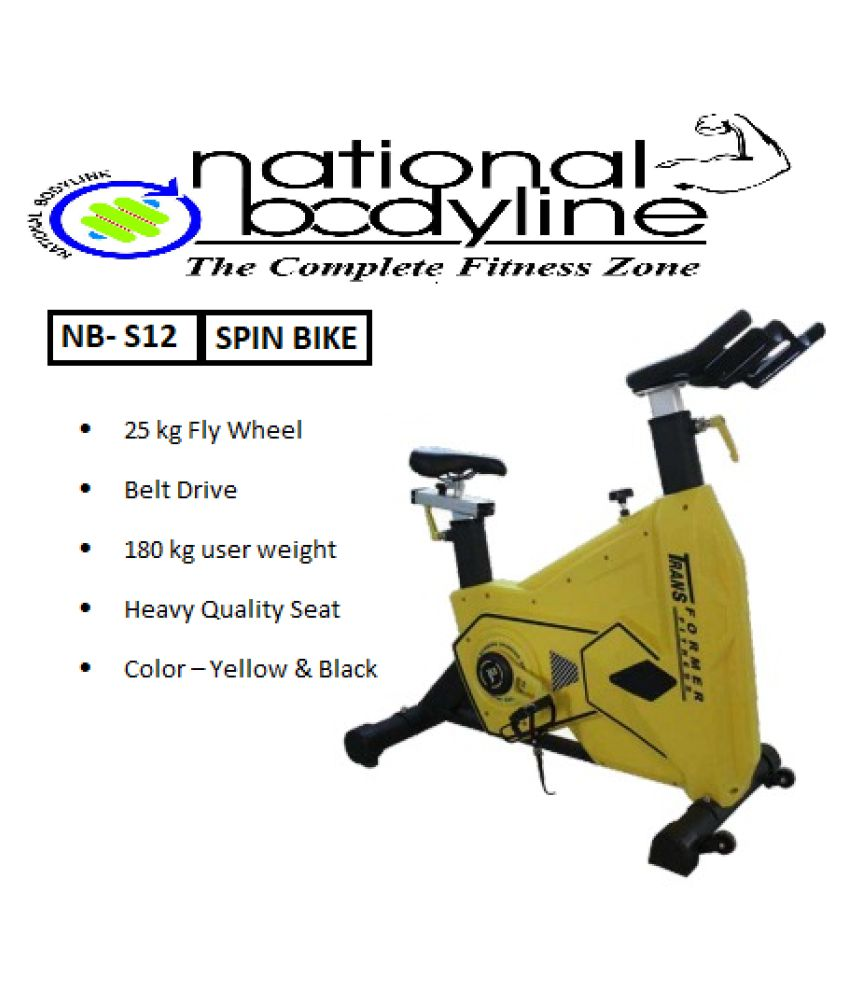 black and yellow stationary bike
