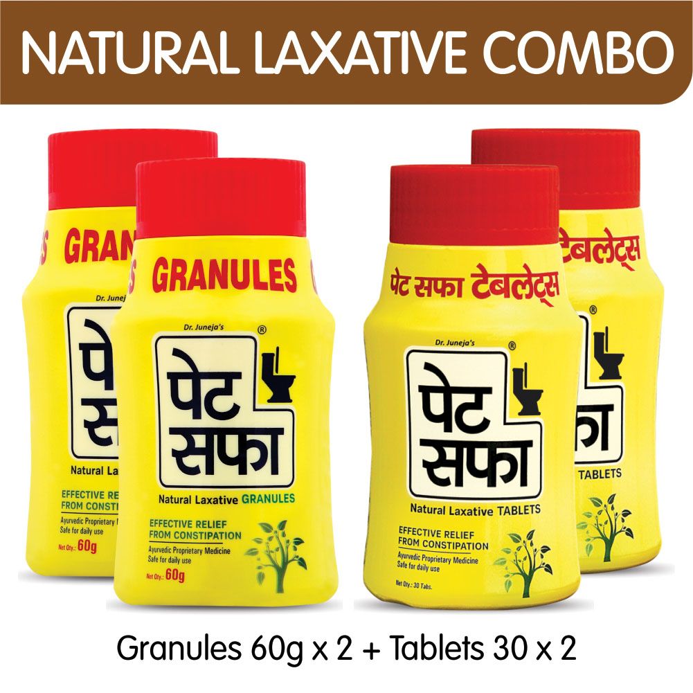     			Pet Saffa Natural Laxative Granules 60gm (Pack of 2) + 30 Tablets (Pack of 2) Combo Pack (Helpful in Constipation, Gas, Acidity, Kabz), Ayurvedic Medicine