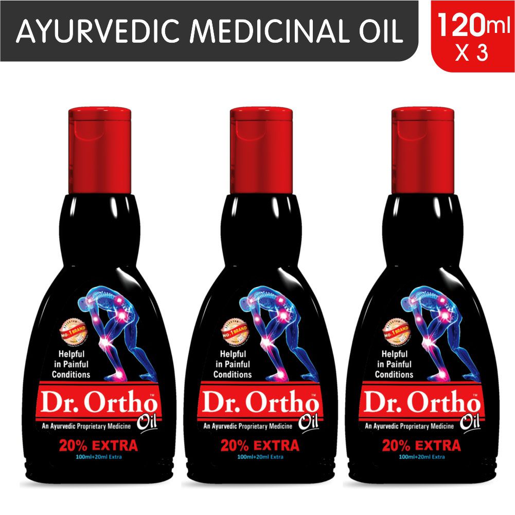 Dr Ortho Oil 120 ml, Pack of 3 (Ayurvedic Medicine, Helpful in Joint Pain, Back Pain, Knee Pain, Leg Pain, Shoulder Pain, Wrist Pain, Neck Pain, Ankle Pain)