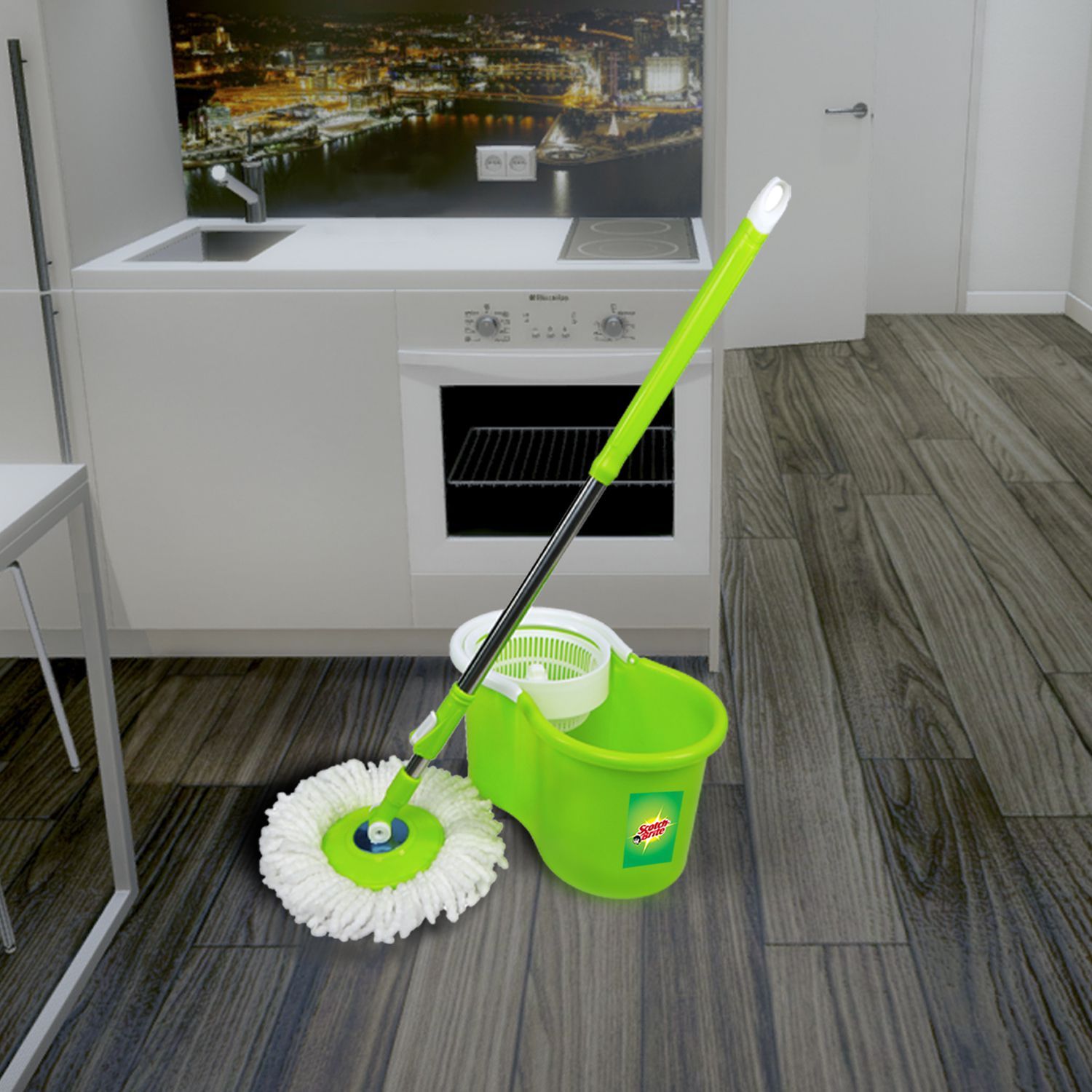 ScotchBrite Double Bucket Mop Twin Bucket Spin Mop for easy wringing