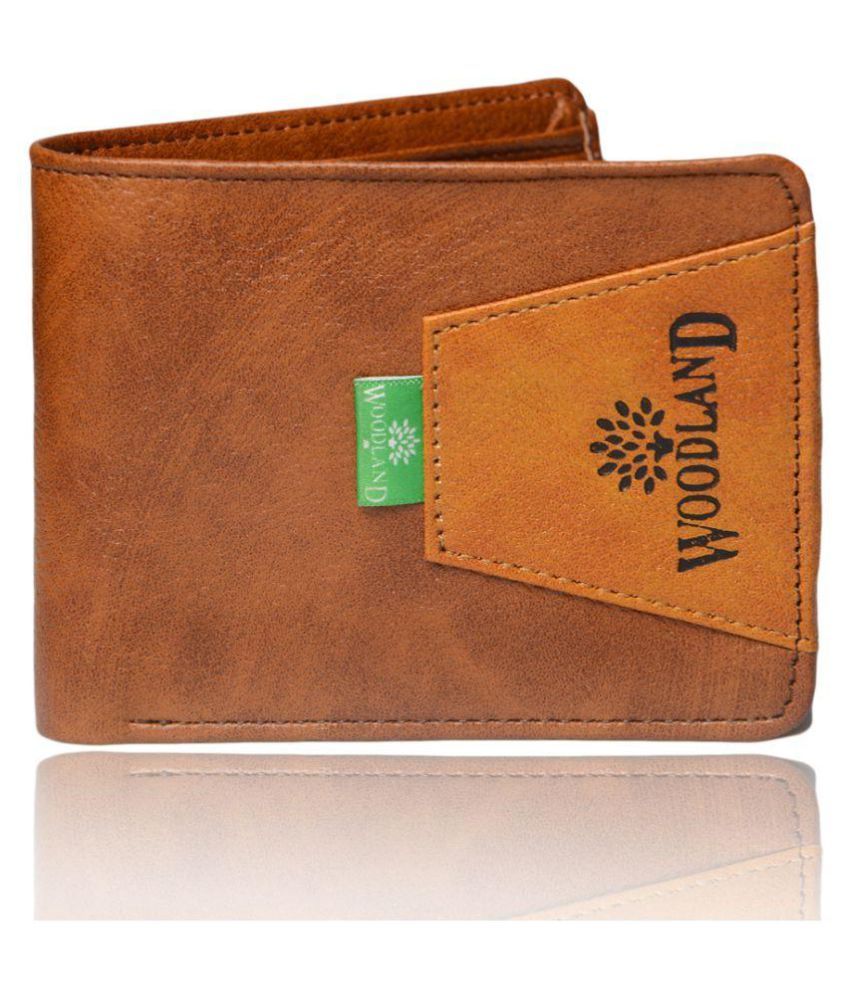 WOOD LAND FLUX LEATHER WALLET PU Brown Formal Short Wallet - Buy WOOD ...