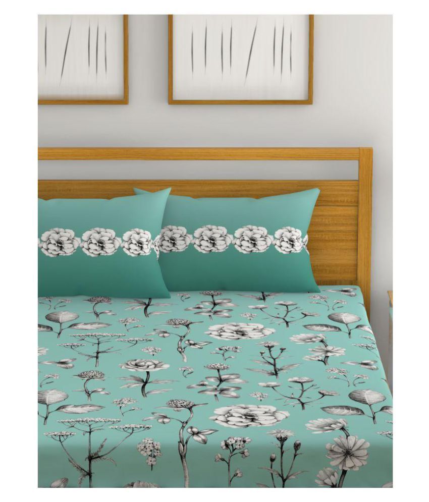 Trident Cotton Double Bedsheet with 2 Pillow Covers ( 218 cm x 218 cm