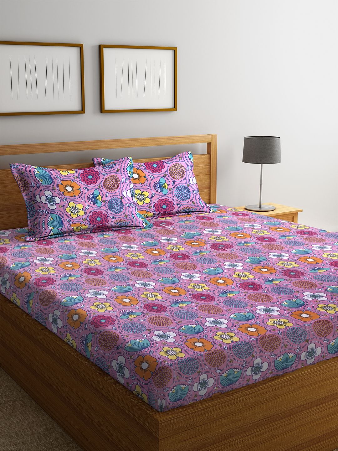 Bombay Dyeing Cotton Double Bedsheet with 2 Pillow Covers ( 218 cm x