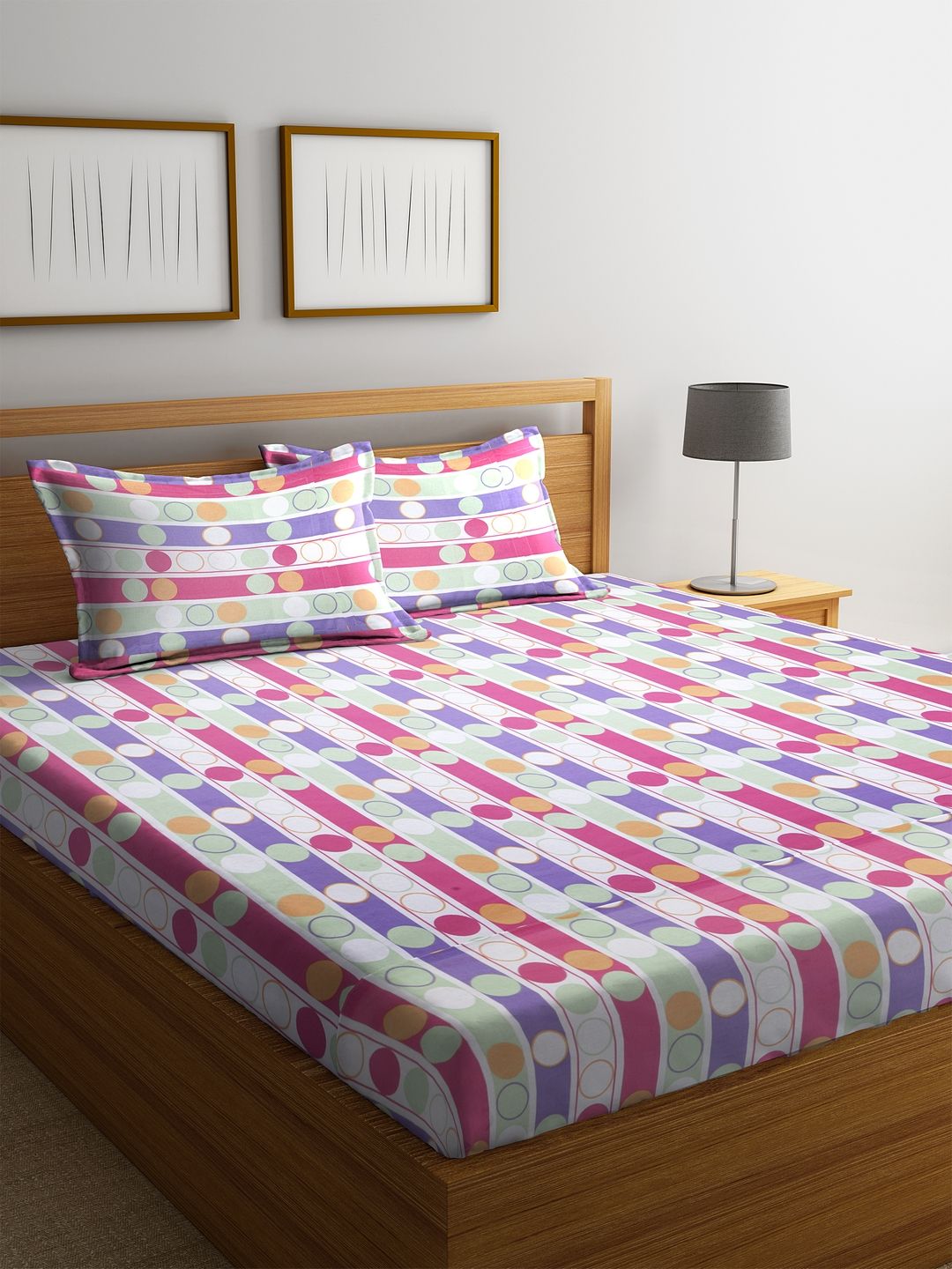 Bombay Dyeing Cotton Double Bedsheet with 2 Pillow Covers ( 218 cm x