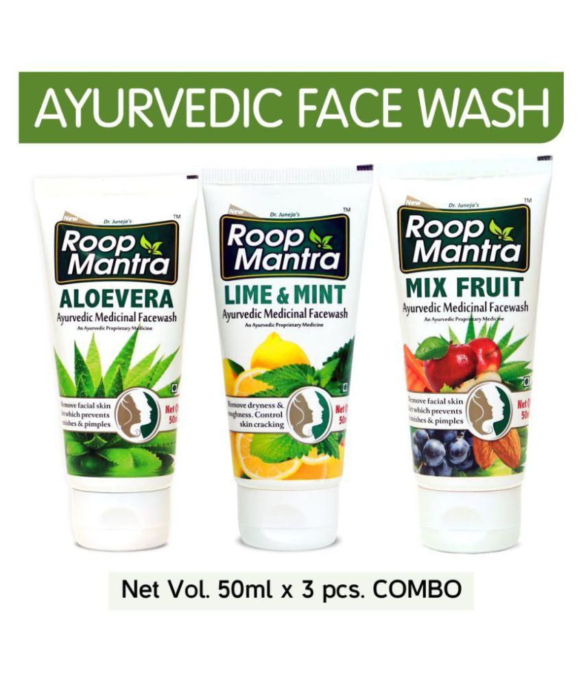 Roop Mantra FaceWash(Aloevera+Limemint+MixFruit Face Wash 50 ml Pack of