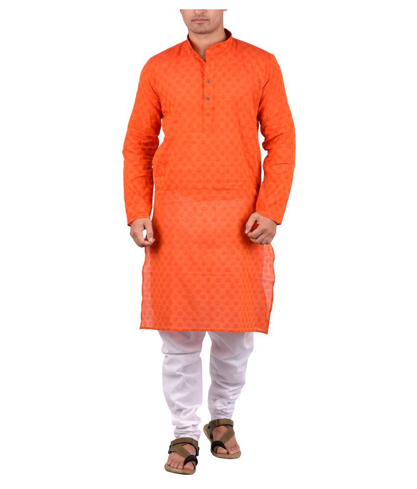     			Maharaja Red Cotton Kurta Pyjama Set