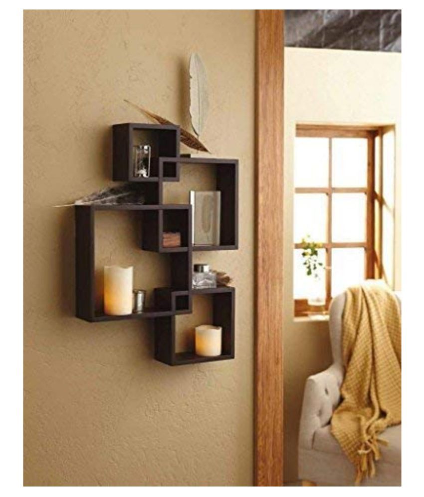 Furniture Café Wooden Intersecting Wall Shelves/Shelf for Living Room Set of 4