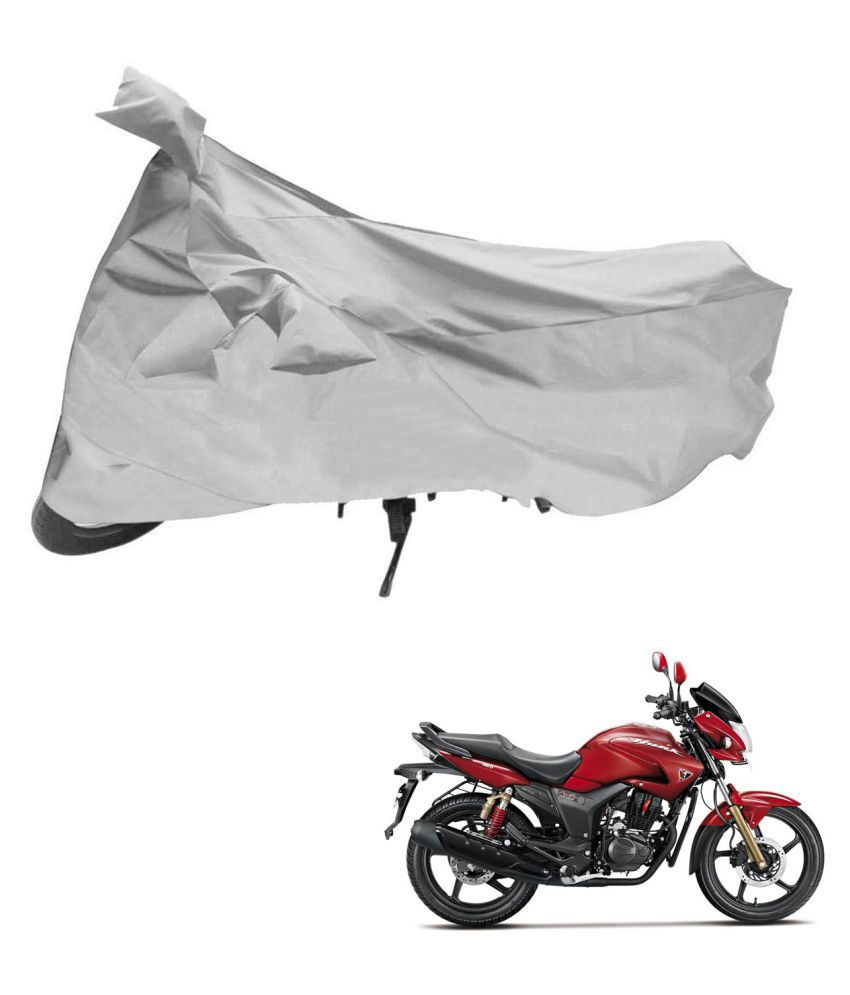     			AutoRetail Dust Proof Two Wheeler Polyster Cover for Hero Hunk (Mirror Pocket, Silver Color)