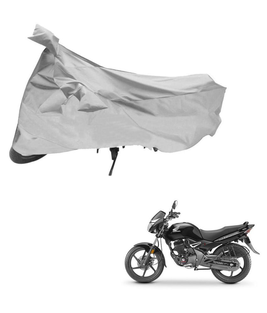     			AutoRetail Dust Proof Two Wheeler Polyster Cover for Honda CB Unicorn (Mirror Pocket, Silver Color)