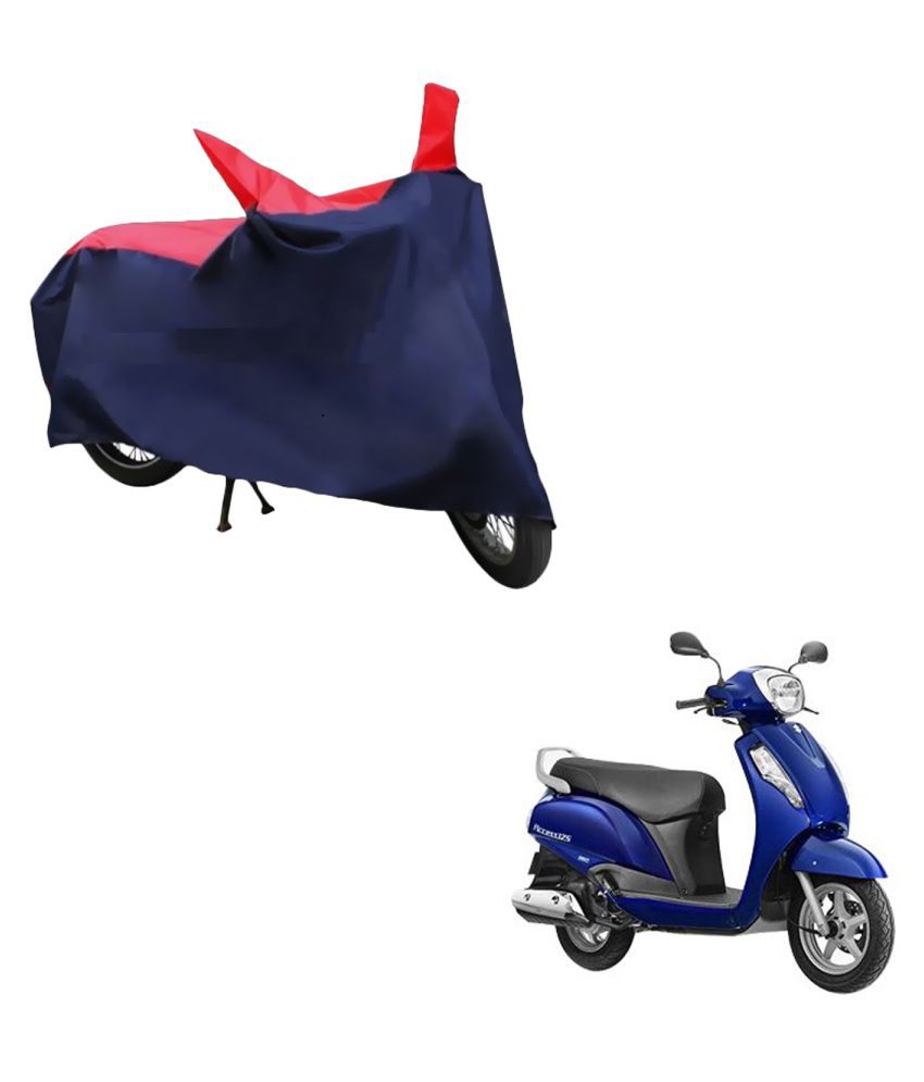     			AutoRetail Dust Proof Two Wheeler Polyster Cover for Suzuki Access (Mirror Pocket, Red and Blue Color)