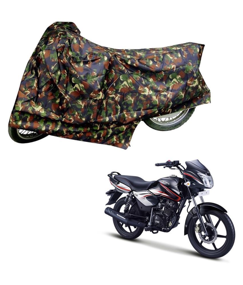     			AutoRetail Dust Proof Two Wheeler Polyster Cover for TVS Phoenix (Mirror Pocket, Jungle Color)