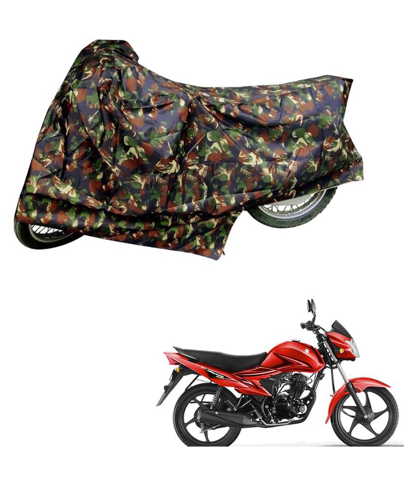     			AutoRetail Dust Proof Two Wheeler Polyster Cover for Suzuki Hayate (Mirror Pocket, Jungle Color)