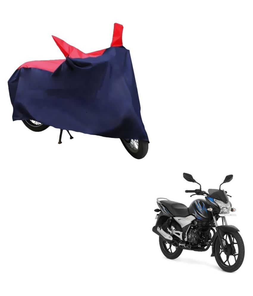     			AutoRetail Dust Proof Two Wheeler Polyster Cover for Bajaj DisPolyster Cover 100 (Mirror Pocket, Red and Blue Color)