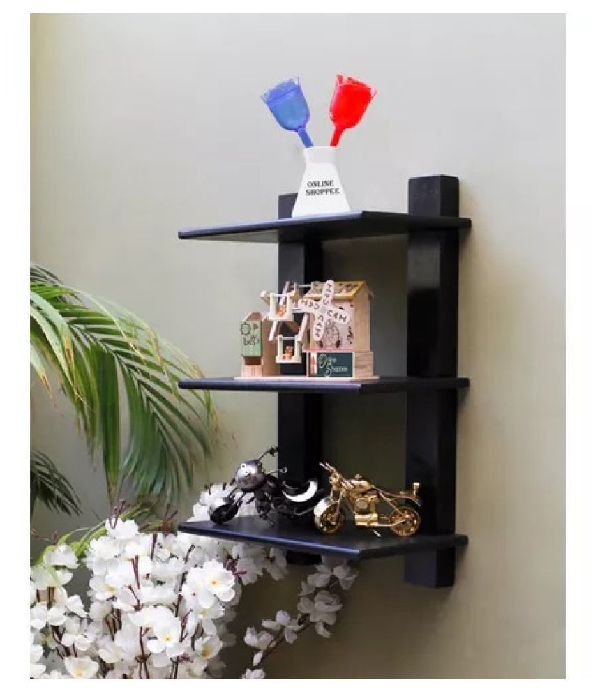 Onlineshoppee Beautiful Wooden Fancy Wall Decor Rack Shelves 3 Tier