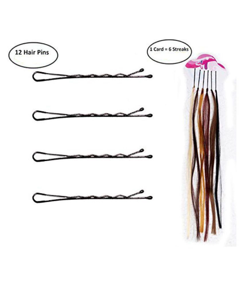 FOK Set Of 12 Black Hair Pins Clip In Hair Extension Multi Colour