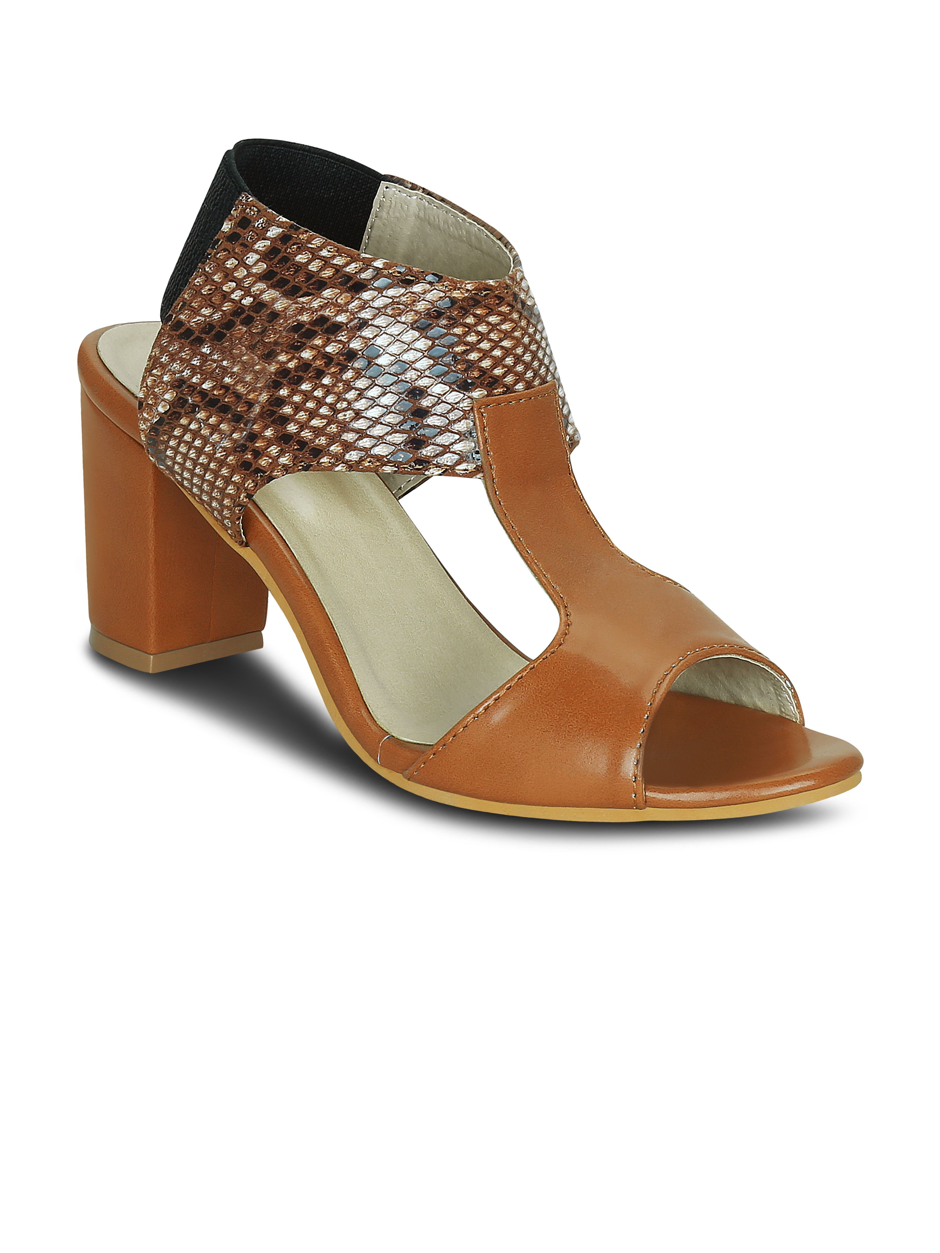 tan block heel pumps