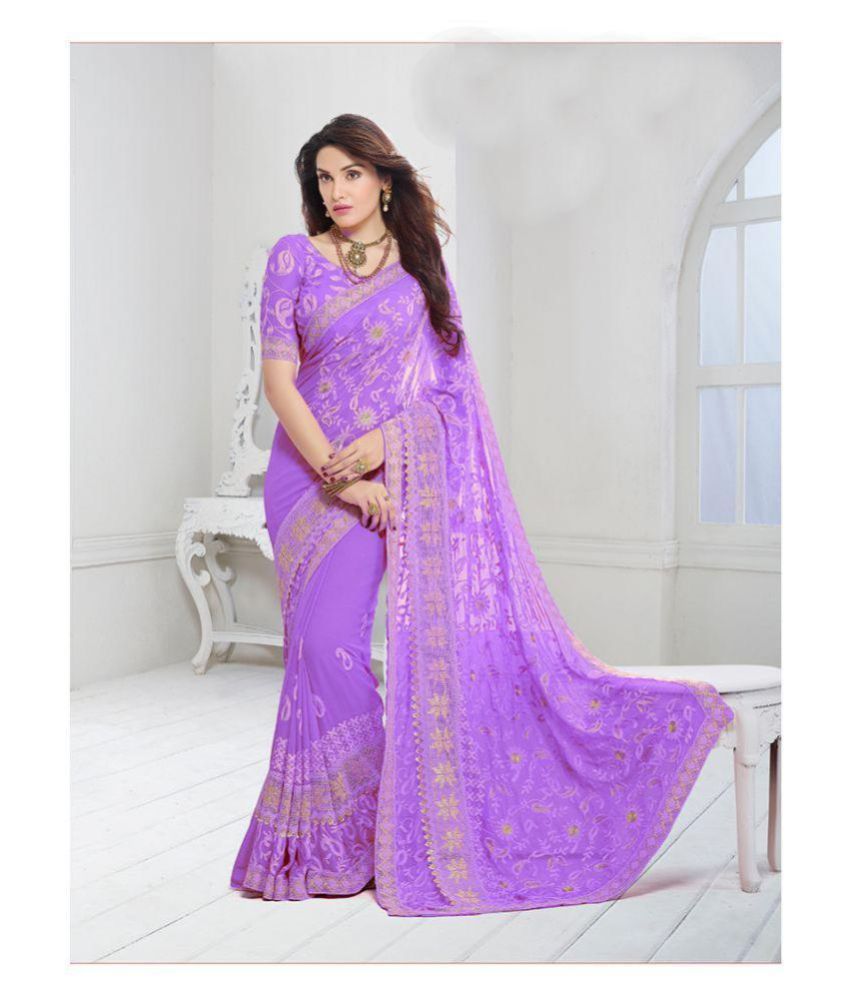 purple chiffon saree