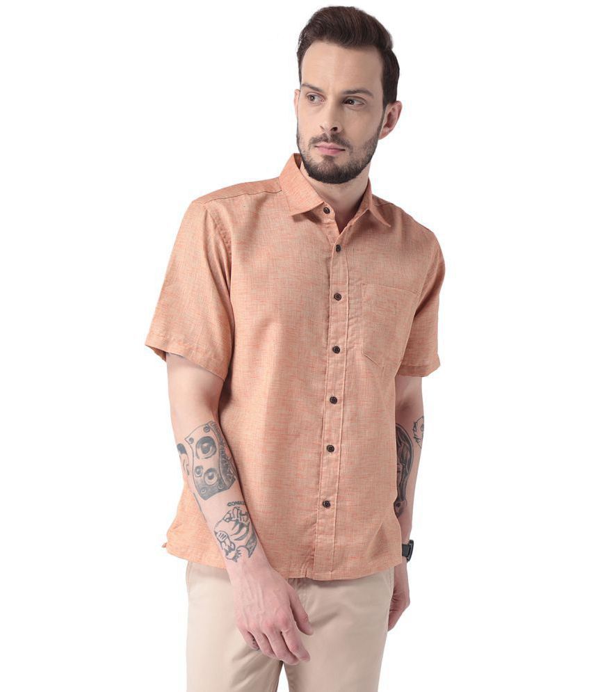 VIVID INDIA Orange Regular Fit Shirt Single