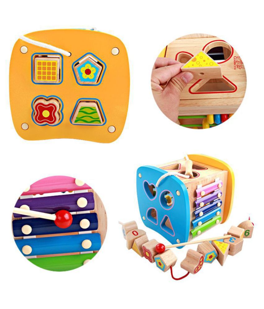 Wooden Multifunctional Activity Toy Shapes Sorter Early Development for ...