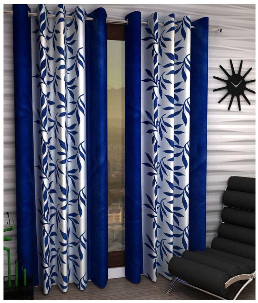    			Tanishka Fabs Semi-Transparent Curtain 9 ft ( Pack of 4 ) - Navy Blue