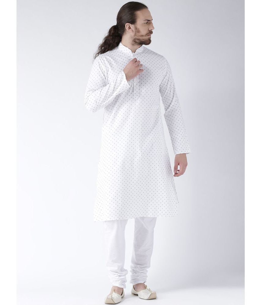     			Deyann White Linen Kurta Pyjama Set