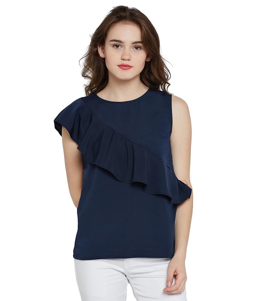     			Miss Chase - Navy Crepe Women's Regular Top ( Pack of 1 )