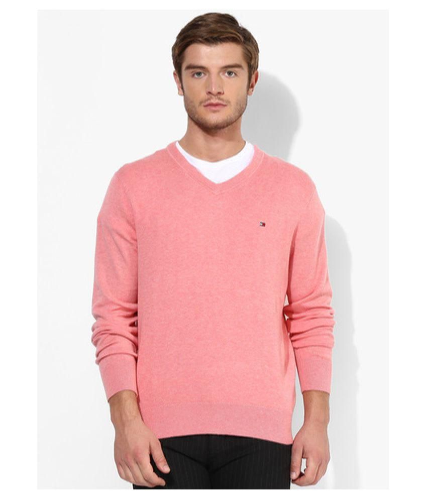 HILFIGER DENIM Pink V Neck Sweater - Buy HILFIGER DENIM Pink V Neck ...