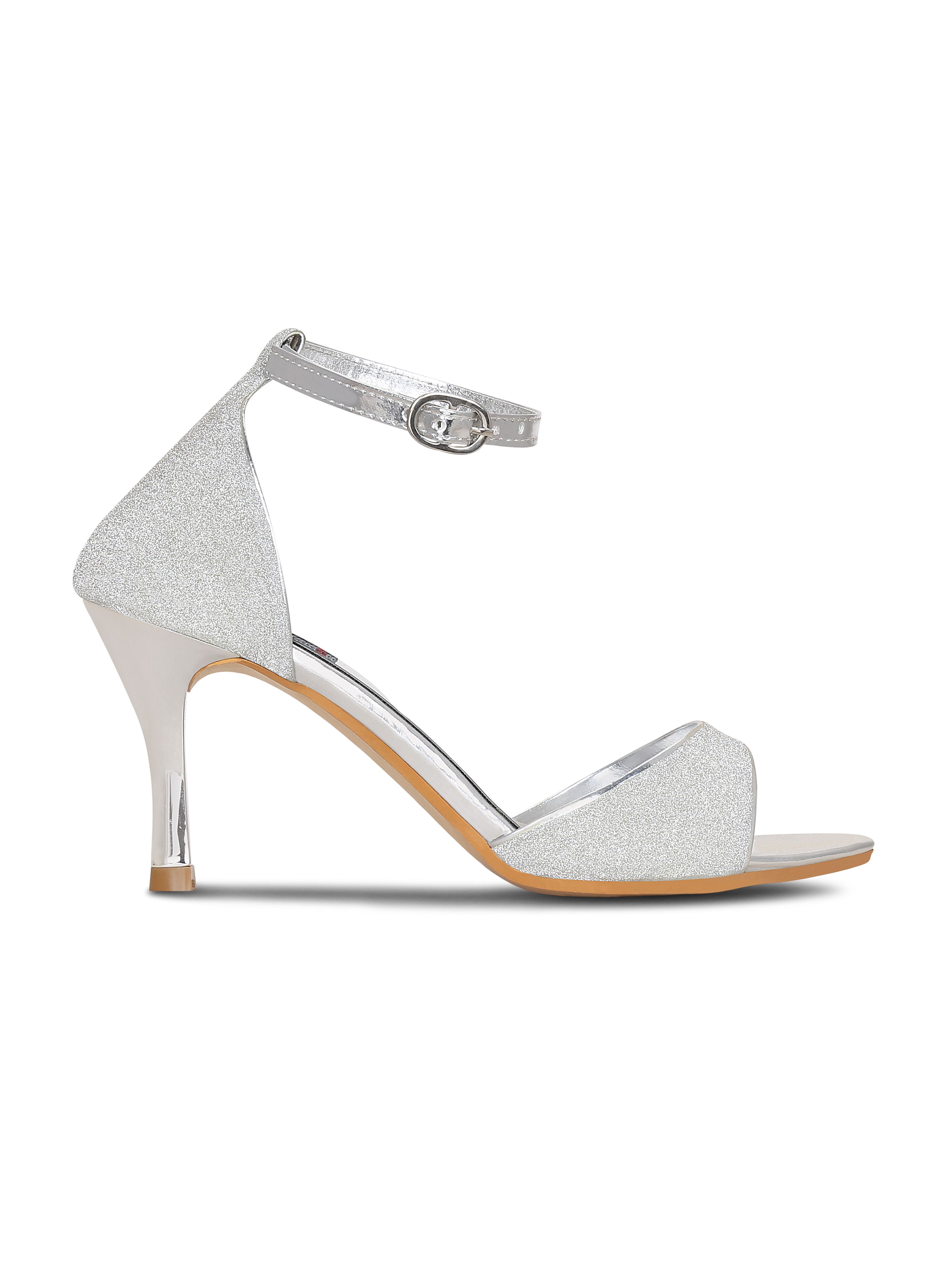 silver metallic stiletto heels