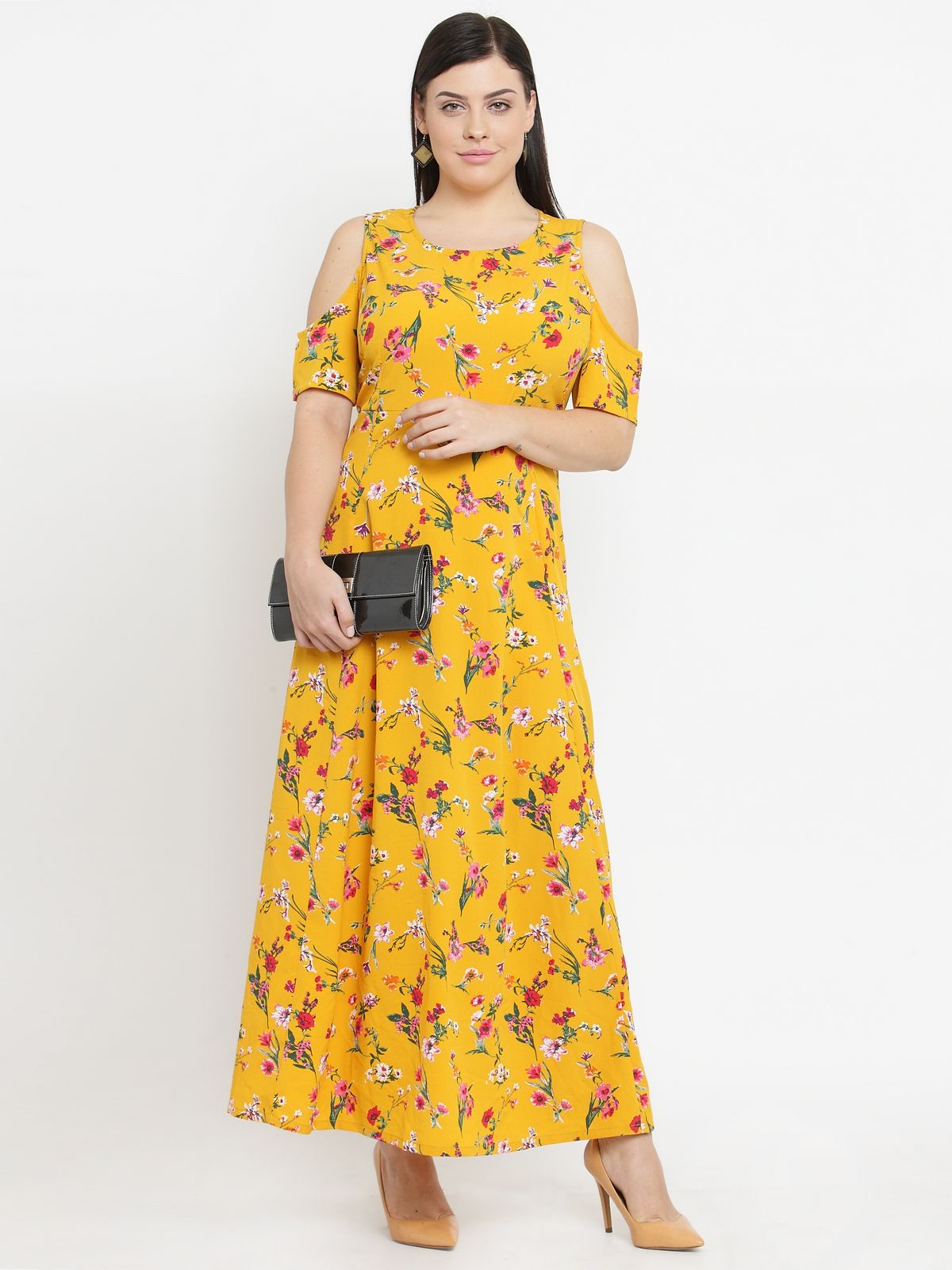 PlusS Polyester Yellow Dresses - Buy PlusS Polyester Yellow Dresses Online at Best Prices in 