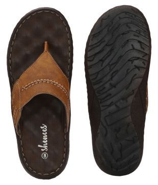 shences brown leather slippers