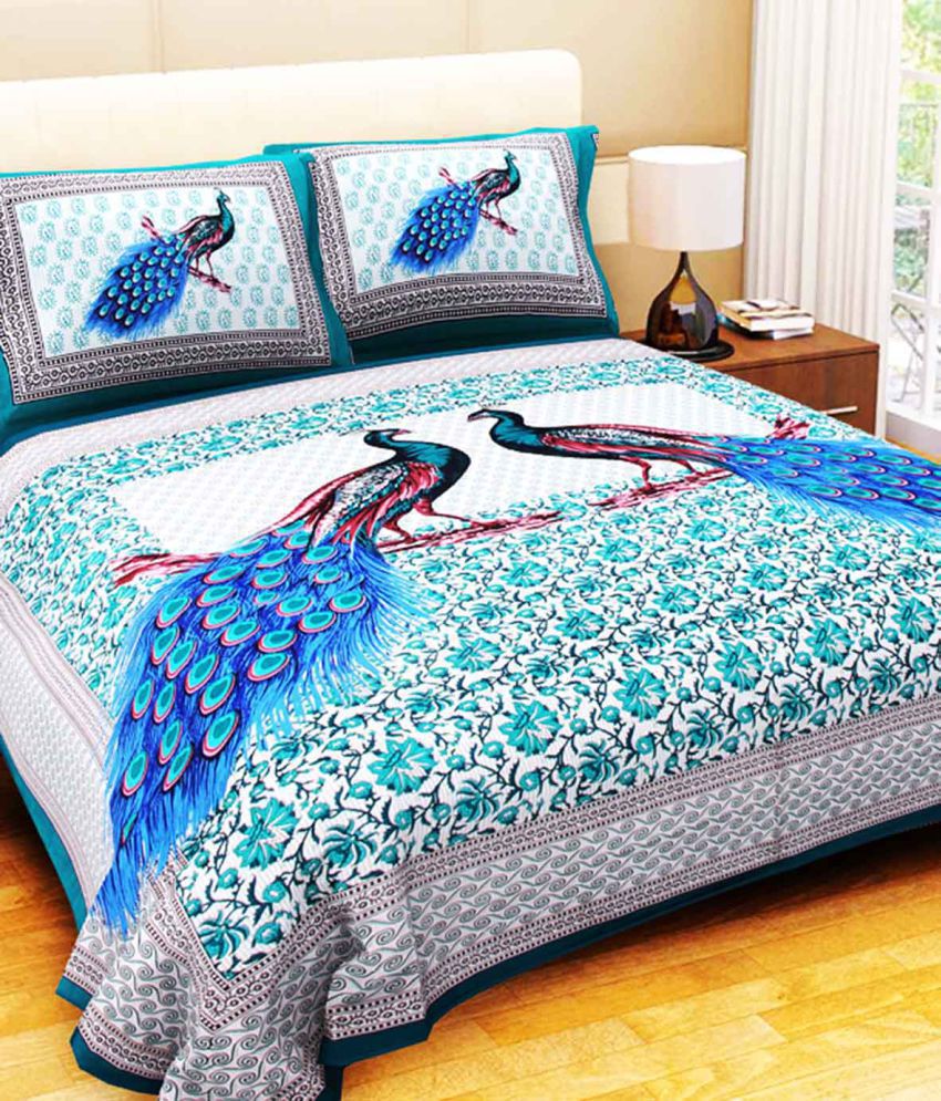 Bombay Spreads Cotton King Size Double Bedsheet  with 2 