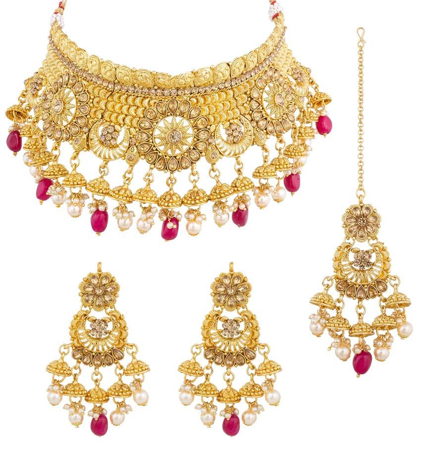 Aadita Ethnic Traditional Royal Rajwadi Choker Bridal Necklace Set for ...