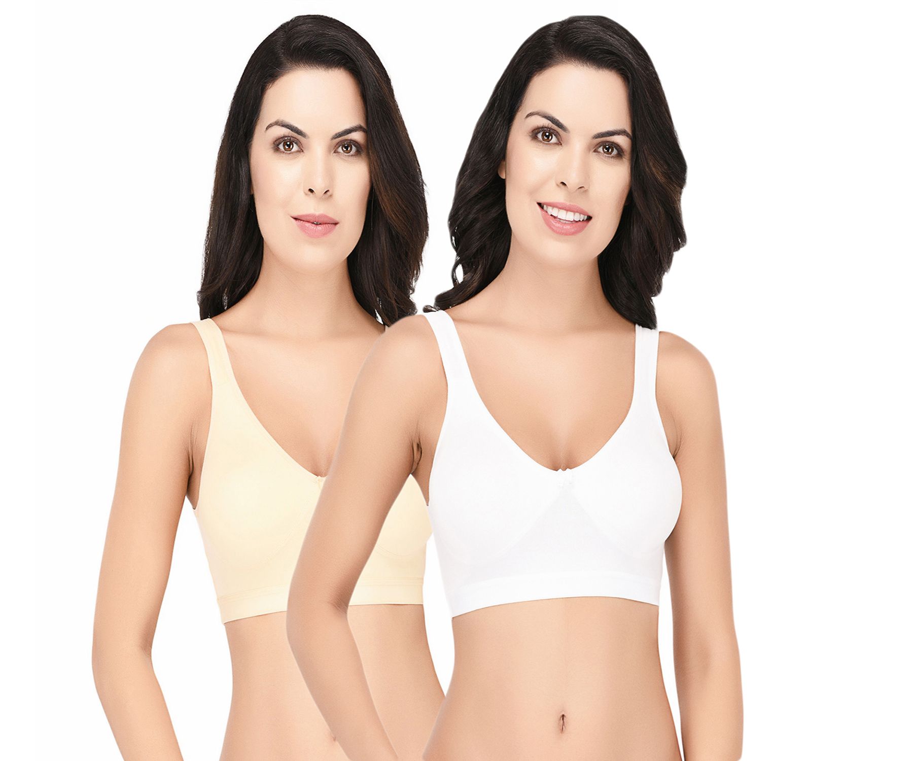     			Elina Pack of 2 Cotton Non Padded Women's Sports Bra ( Multi Color )