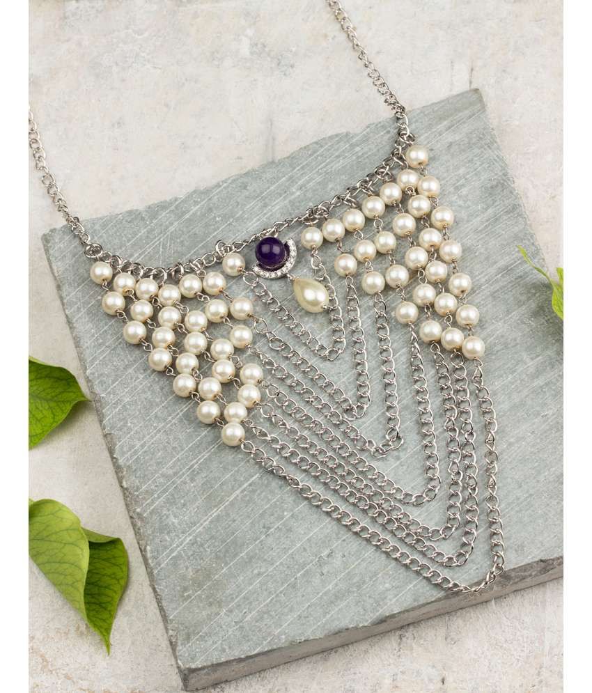 Voylla Silver Plated Cluster Pearl Necklace From Pearl Galleria Buy Voylla Silver Plated Cluster Pearl Necklace From Pearl Galleria Online At Best Prices In India On Snapdeal